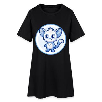 Aye Aye Blau Kawaii Cartoon Figur Clipart Haustier - Frauen T-Shirt-Kleid - Schwarz - Vorne
