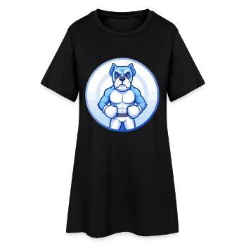 Boxer chien bleu Kawaii dessin animé personnage Clipart - Robe T-shirt Femme - noir - Devant