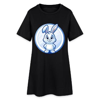 Lapin Bleu Kawaii Dessin Animé Personnage Clipart Animal de compagnie - Robe T-shirt Femme - noir - Devant