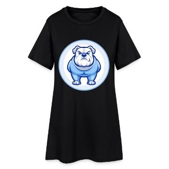 Bulldog Bleu Kawaii Dessin Animé Personnage Clipart Animal de compagnie - Robe T-shirt Femme - noir - Devant