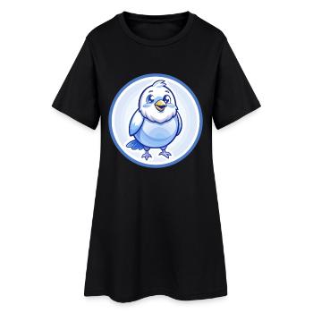 Canari Oiseau Bleu Kawaii Dessin Animé Personnage Clipart - Robe T-shirt Femme - noir - Devant