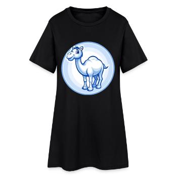 Camel Blue Kawaii Cartoon Character Clipart Pet - Women’s T-Shirt Dress - black - Front
