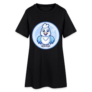 Poulet Bleu Kawaii Dessin Animé Personnage Clipart Animal de compagnie - Robe T-shirt Femme - noir - Devant
