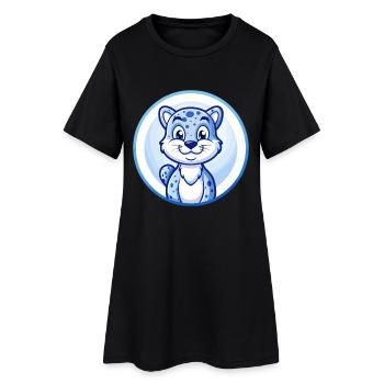 Guépard Bleu Kawaii Dessin Animé Personnage Clipart Animal de compagnie - Robe T-shirt Femme - noir - Devant