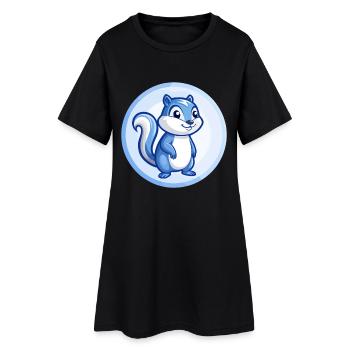 Chipmunk Blue Kawaii Cartoon Character Clipart Pet - Women’s T-Shirt Dress - black - Front