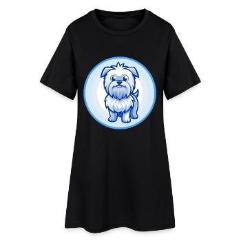 Affenpinscher chien bleu kawaii personnage de dessin animé - Robe T-shirt Femme - noir - Devant