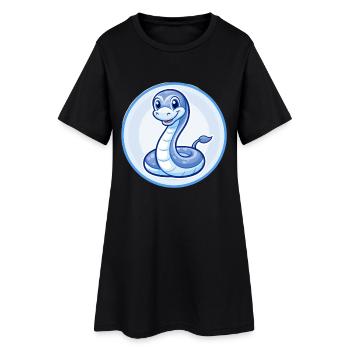 Anaconda Bleu Kawaii Dessin Animé Personnage Clipart Animal de compagnie - Robe T-shirt Femme - noir - Devant