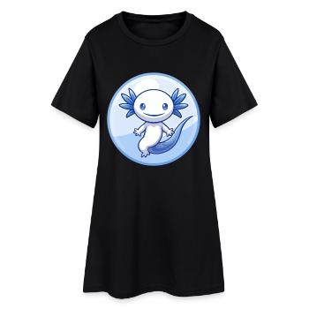 axolotl bleu kawaii dessin animé personnage clipart animal de compagnie - Robe T-shirt Femme - noir - Devant