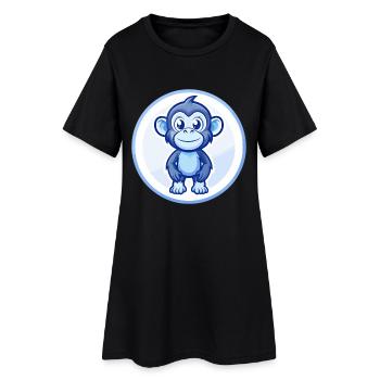 Bonobo Blue Kawaii Cartoon Character Clipart Pet - Women’s T-Shirt Dress - black - Front