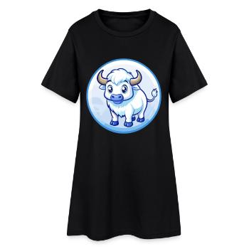 Buffalo Blue Kawaii Cartoon Character Clipart Pet - Women’s T-Shirt Dress - black - Front