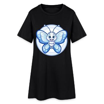 papillon bleu kawaii dessin animé personnage clipart - Robe T-shirt Femme - noir - Devant