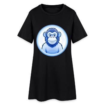 Chimpanzé Bleu Kawaii Dessin Animé Personnage Clipart - Robe T-shirt Femme - noir - Devant