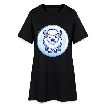 Bison Bleu Kawaii Dessin Animé Personnage Clipart Animal de compagnie - Robe T-shirt Femme - noir - Devant