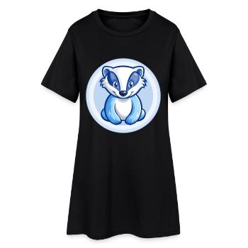 blaireau bleu kawaii dessin animé personnage clipart animal de compagnie - Robe T-shirt Femme - noir - Devant