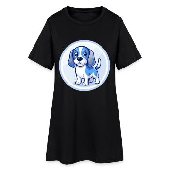 Beagle Hund Blau Kawaii Cartoon Figur Clipart - Frauen T-Shirt-Kleid - Schwarz - Vorne