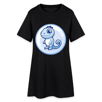 Caméléon Bleu Kawaii Dessin Animé Personnage Clipart - Robe T-shirt Femme - noir - Devant