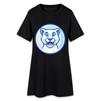Cougar Bleu Kawaii Dessin Animé Personnage Clipart Animal de compagnie - Robe T-shirt Femme - noir - Devant