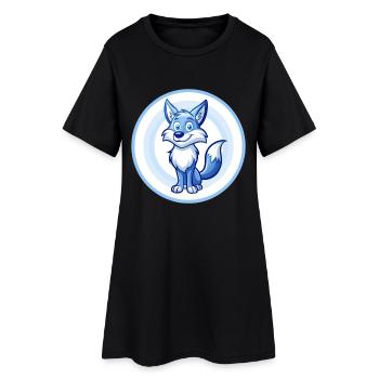 Coyote bleu kawaii dessin animé personnage clipart animal de compagnie - Robe T-shirt Femme - noir - Devant