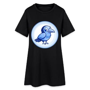 Crow Bleu Kawaii Dessin Animé Personnage Clipart Animal de compagnie - Robe T-shirt Femme - noir - Devant