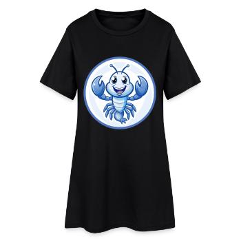 Craw bleu kawaii dessin animé personnage Clipart animal de compagnie - Robe T-shirt Femme - noir - Devant