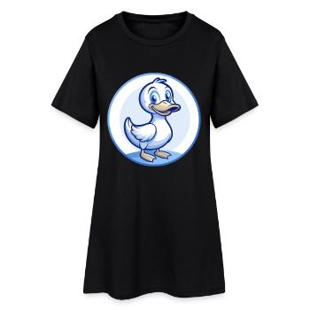 Canard Bleu Kawaii Dessin Animé Personnage Clipart Animal de compagnie - Robe T-shirt Femme - noir - Devant