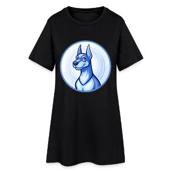Dobermann Hund Blau Niedlich Kawaii Cartoon Clipart Haustier - Frauen T-Shirt-Kleid - Schwarz - Vorne