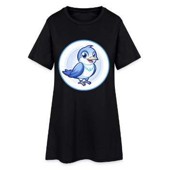 Coucou Oiseau Bleu Kawaii Dessin Animé Personnage Clipart - Robe T-shirt Femme - noir - Devant