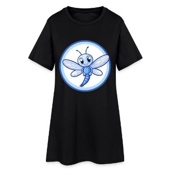 libellule bleu kawaii personnage de dessin animé clipart - Robe T-shirt Femme - noir - Devant