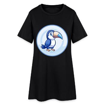Toucan bleu kawaii dessin animé personnage clipart animal de compagnie - Robe T-shirt Femme - noir - Devant