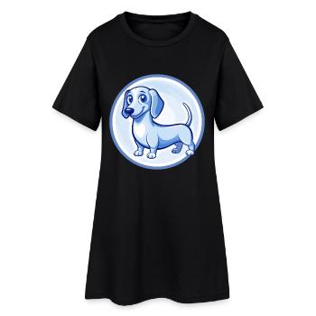 Teckel Chien Bleu Mignon Kawaii Dessin animé Clipart Animal de compagnie - Robe T-shirt Femme - noir - Devant