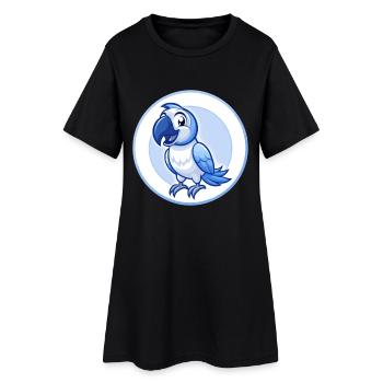 Papagei Blau Kawaii Cartoon Figur Clipart Haustier - Frauen T-Shirt-Kleid - Schwarz - Vorne