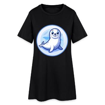 phoque bleu kawaii dessin animé personnage clipart animal de compagnie - Robe T-shirt Femme - noir - Devant