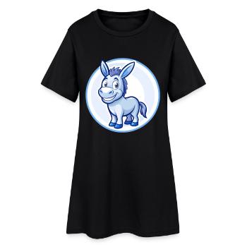 Âne Bleu Kawaii Dessin Animé Personnage Clipart Animal de compagnie - Robe T-shirt Femme - noir - Devant