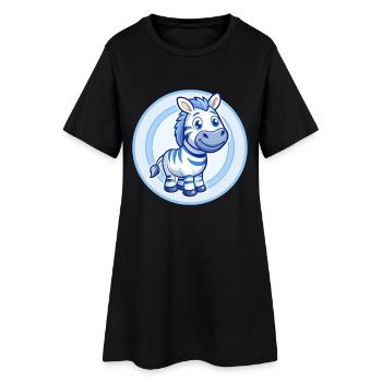 Zebra Blau Kawaii Cartoon Figur Clipart Haustier - Frauen T-Shirt-Kleid - Schwarz - Vorne