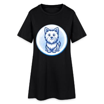 Yorkshire Terrier Chien Bleu Mignon Kawaii Dessin Animé Animal de compagnie - Robe T-shirt Femme - noir - Devant