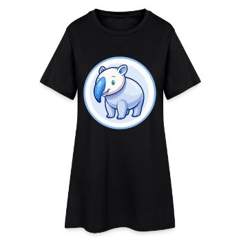 Tapir bleu kawaii dessin animé personnage clipart animal de compagnie - Robe T-shirt Femme - noir - Devant