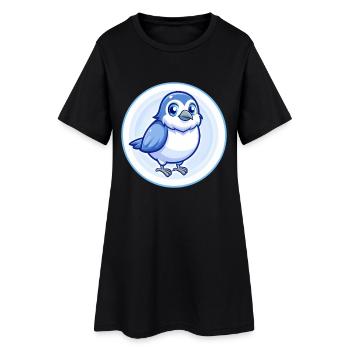 Spatz Blau Kawaii Cartoon Figur Clipart Haustier - Frauen T-Shirt-Kleid - Schwarz - Vorne