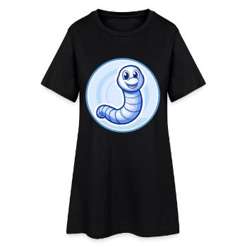 Ver de terre bleu kawaii dessin animé Personnage Clipart - Robe T-shirt Femme - noir - Devant