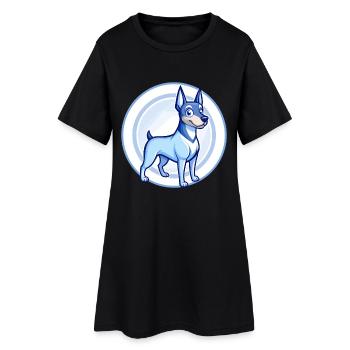 German Pinscher Dog Blue Kawaii Cartoon Character - Women’s T-Shirt Dress - black - Front