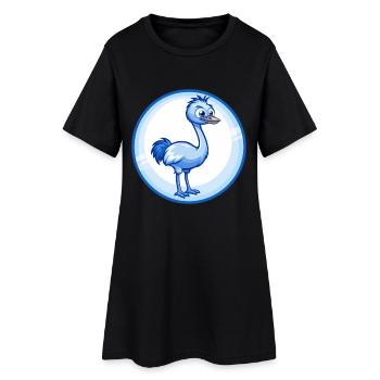 Emu Bleu Mignon Kawaii Dessin Animé Personnage Clipart Animal de compagnie - Robe T-shirt Femme - noir - Devant