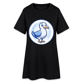 Mouette Bleu Kawaii Dessin Animé Personnage Clipart Animal de compagnie - Robe T-shirt Femme - noir - Devant