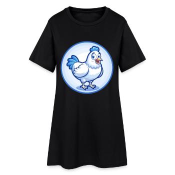 Poule Bleu Mignon Kawaii Dessin Animé Personnage Clipart Animal de compagnie - Robe T-shirt Femme - noir - Devant