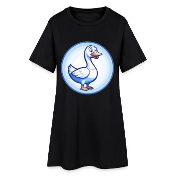 Goose Blue Kawaii Cartoon Character Clipart Pet - Women’s T-Shirt Dress - black - Front