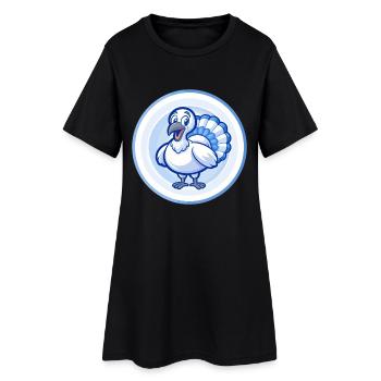 Turquie Bleu Kawaii Dessin Animé Personnage Clipart Animal de compagnie - Robe T-shirt Femme - noir - Devant