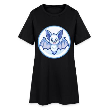 Chauve-souris bleu mignon Kawaii dessin animé personnage Clipart animal de compagnie - Robe T-shirt Femme - noir - Devant