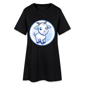 Chèvre Bleu Kawaii Dessin Animé Personnage Clipart Animal de compagnie - Robe T-shirt Femme - noir - Devant