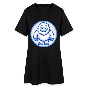 Yeti Blau Kawaii Cartoon Figur Clipart Haustier - Frauen T-Shirt-Kleid - Schwarz - Vorne