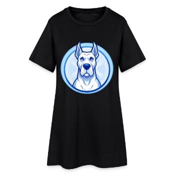 Dogue Allemand Chien Bleu Kawaii Dessin Animé Personnage Animal de compagnie - Robe T-shirt Femme - noir - Devant