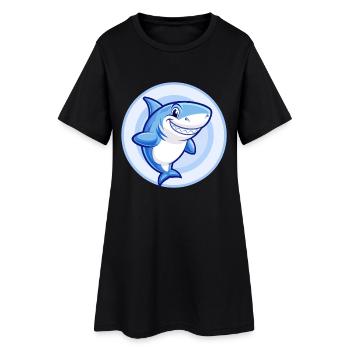 requin bleu kawaii dessin animé personnage clipart animal de compagnie - Robe T-shirt Femme - noir - Devant