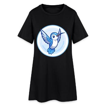 colibri bleu kawaii dessin animé personnage clipart - Robe T-shirt Femme - noir - Devant